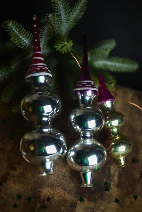 Vintage Pink & Gold Indent Glass Tree Topper – 1960s
