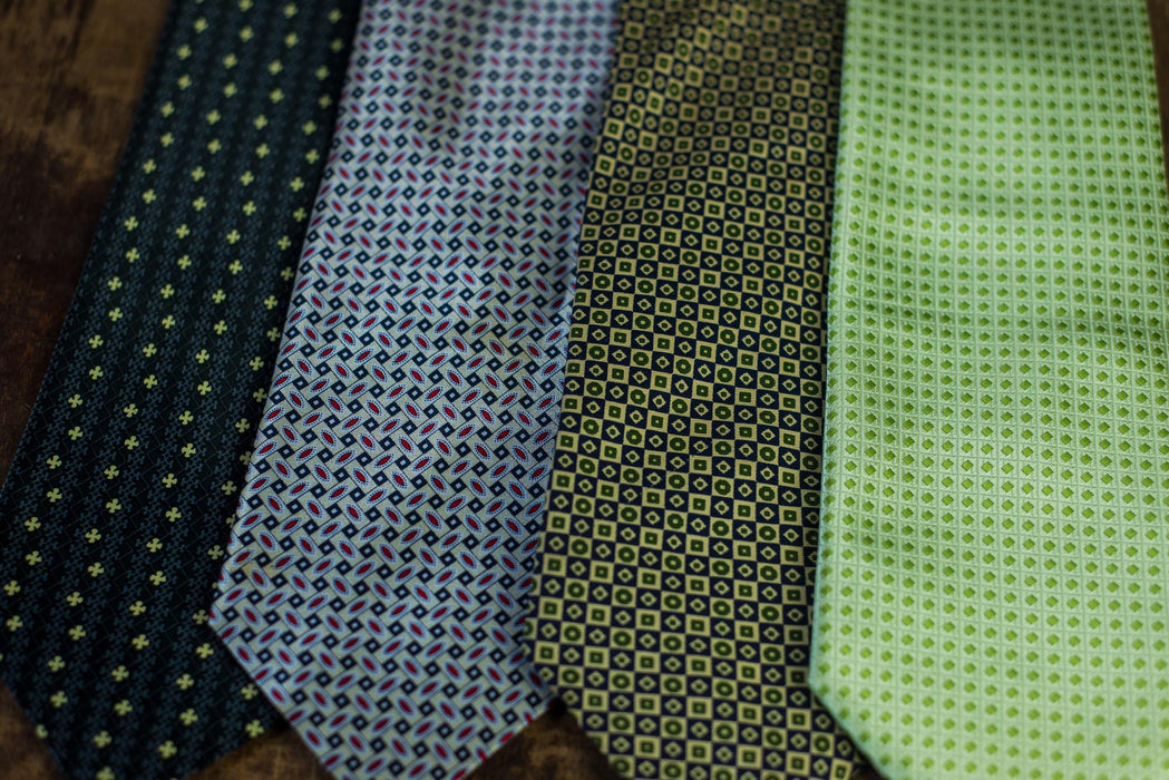Vintage Silk Neckties Collection, Green Wedding Ties, Designer Menswear Accessories