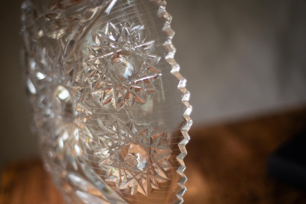 Vintage Crystal Serving Plate - Oval Crystal Platter | Cut Glass Tray Snack Serving Platter