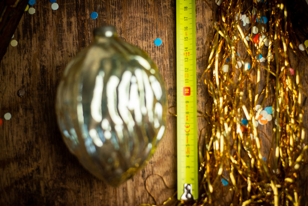 Large Vintage Glass Walnut Ornament, Gold Christmas Tree