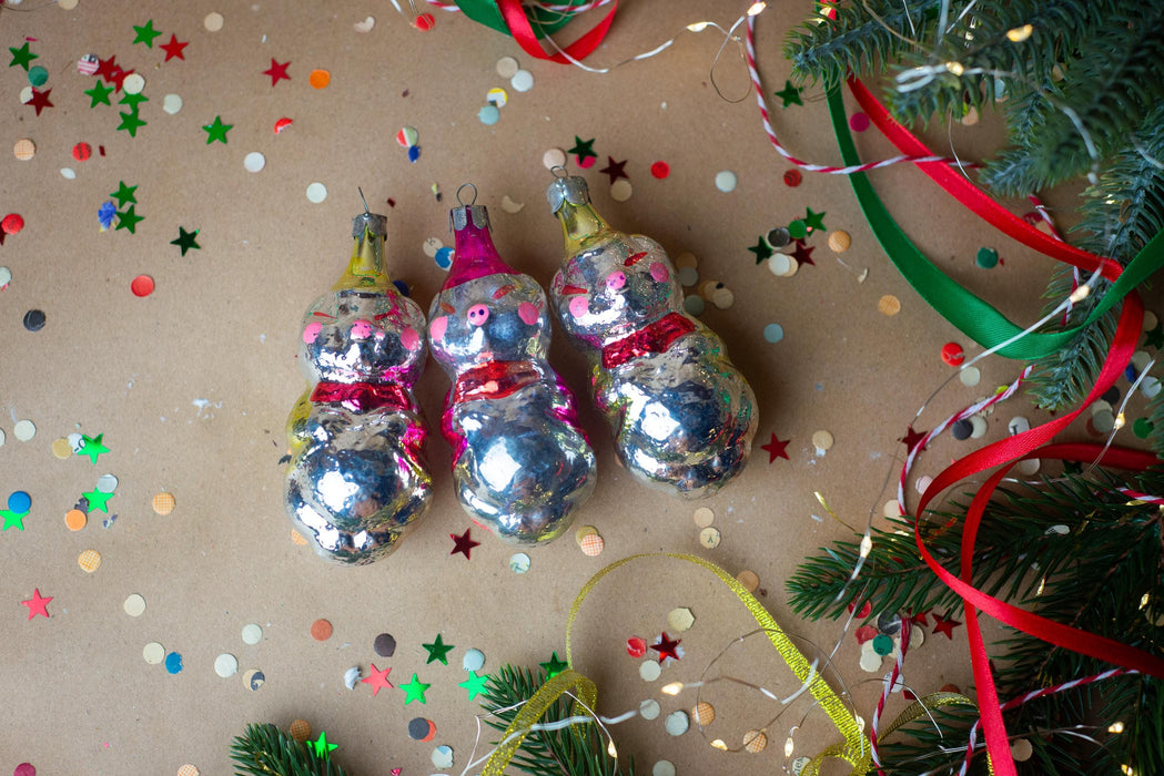 Vintage Glass Pig Ornament, 1970s Three Little Pigs Fairy