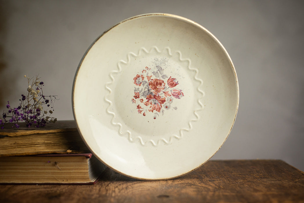 Vintage Ceramic Plate - Large Porcelain Serving Plate With Floral Design