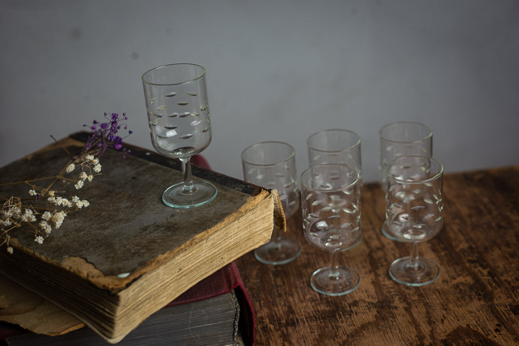 Vintage Czech Engraved Shot Glasses – Set of 6
