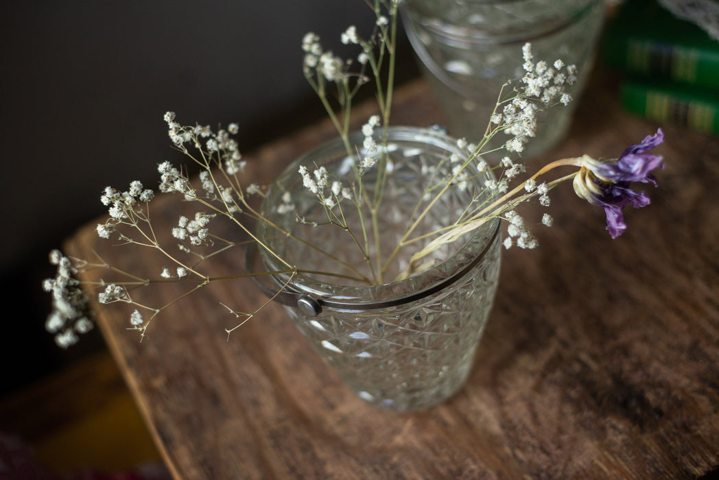 Vintage Crystal Candy Dish in Bucket Shape, 1960s Cut Glass Ice Bowl