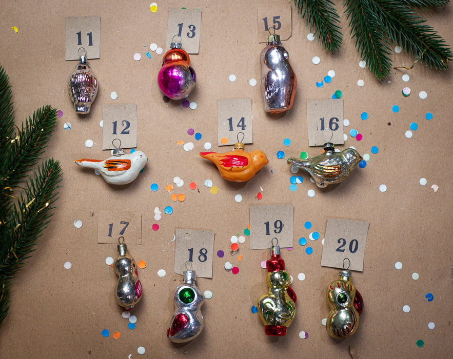 Vintage Glass Bird Ornaments, Retro Parrot & Chicken Xmas