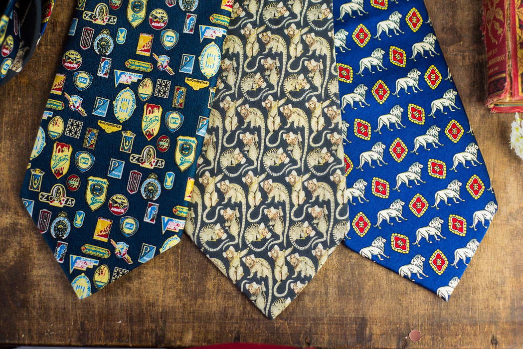 Vintage Silk Necktie, Designer Animal Print Tie, Italian Fashion Accessory, 100% Silk