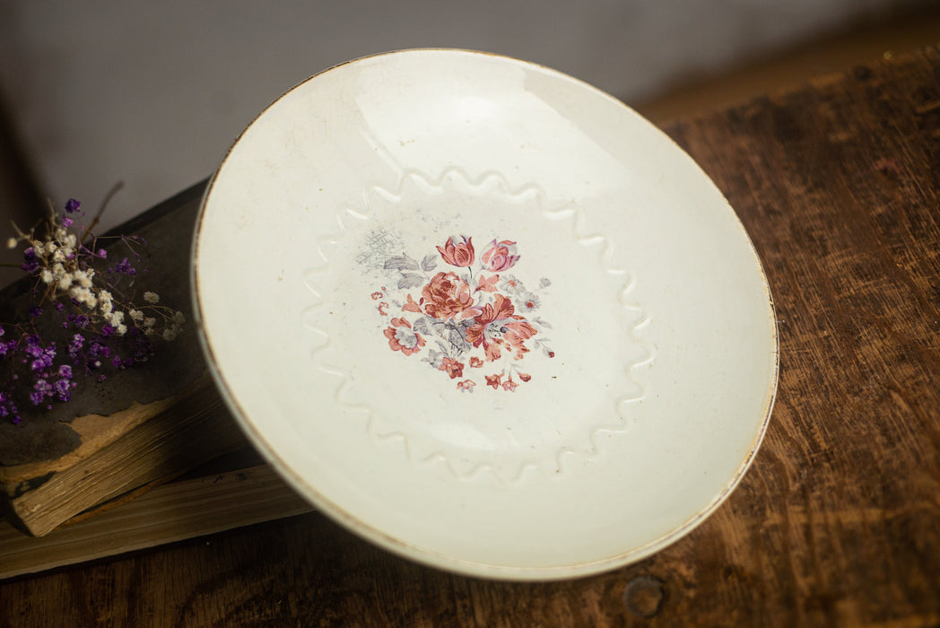 Vintage Ceramic Plate - Large Porcelain Serving Plate With Floral Design