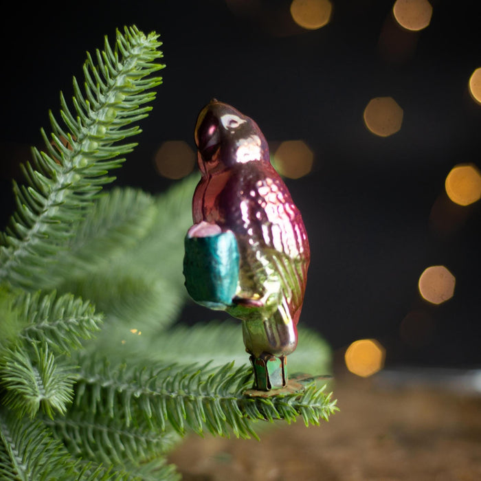 Vintage Glass Parrot Ornament, Whimsical Doctor Dolittle