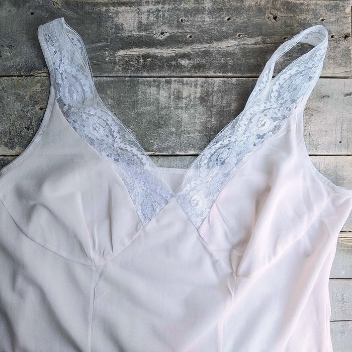 Vintage Slip Dress – Soft Pink Nightgown With Delicate Lace Lingerie Trim