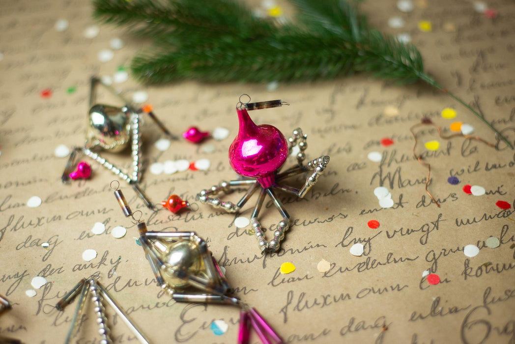 Vintage Sputnik Glass Ornaments – Set of 7