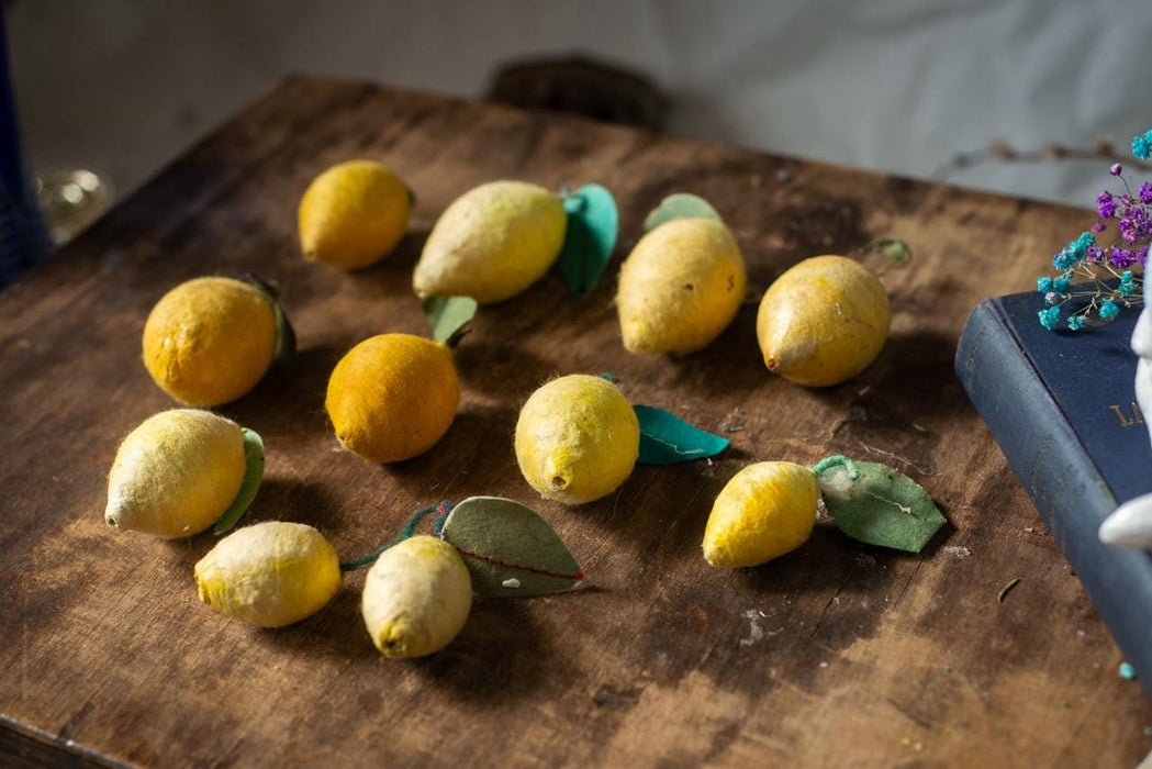 Spun Cotton Lemon Ornaments', Vintage Paper Mache Lemon Ornaments