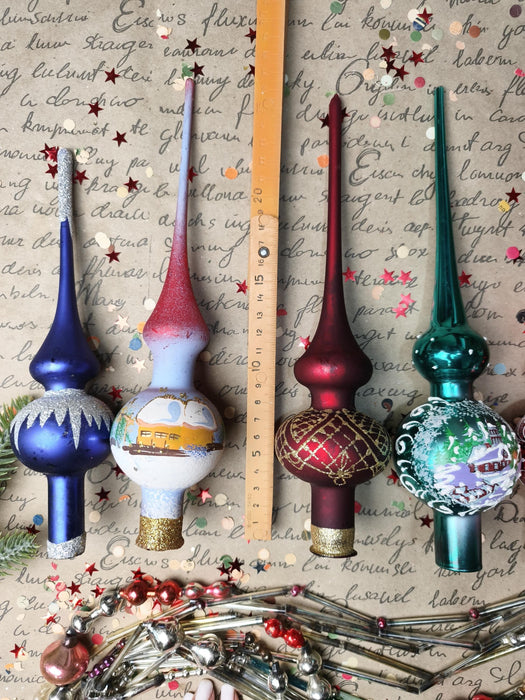 Hand-Painted Glass Christmas Tree Topper – Colorful Finial