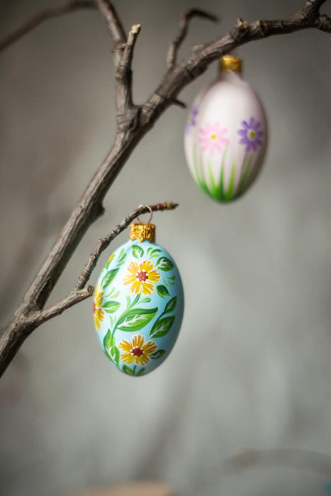 Hand Painted Easter Eggs | Spring Flower Decor & Glass Egg Ornaments - Easter Gift Ideas
