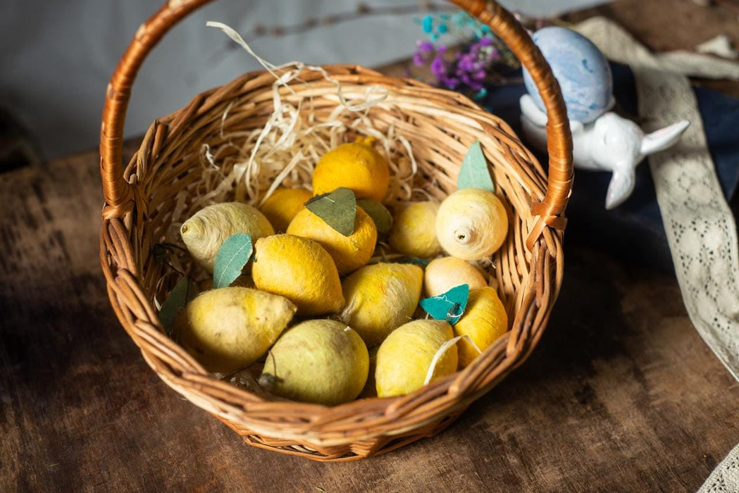 Spun Cotton Lemon Ornaments', Vintage Paper Mache Lemon Ornaments