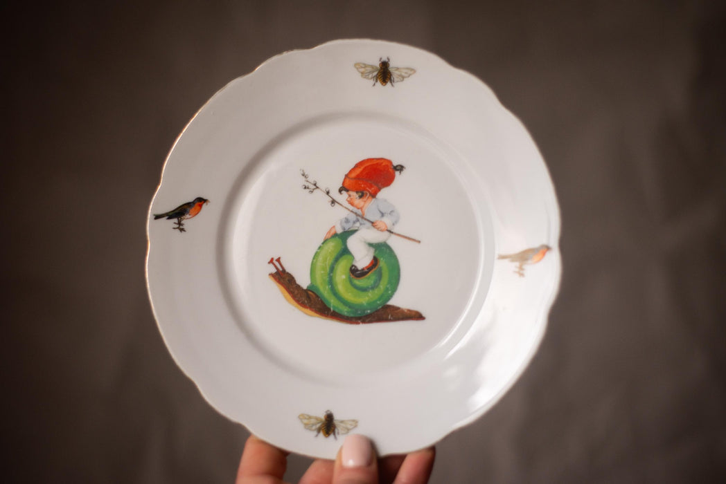 Vintage Bavarian Children Plate - Porcelain Kids Dish With Fairy Tale Design