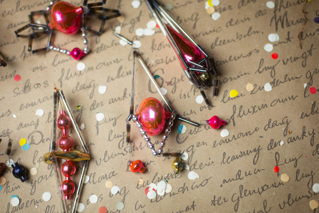 Vintage Geometric Glass Ornaments – Set of 4