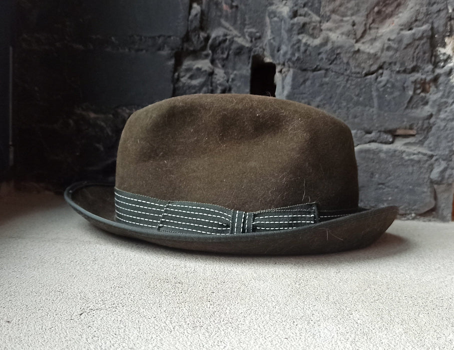 Vintage Brown Tonak Fedora Hat, 1950s Czech Trilby with Classic Brim and Ribbon