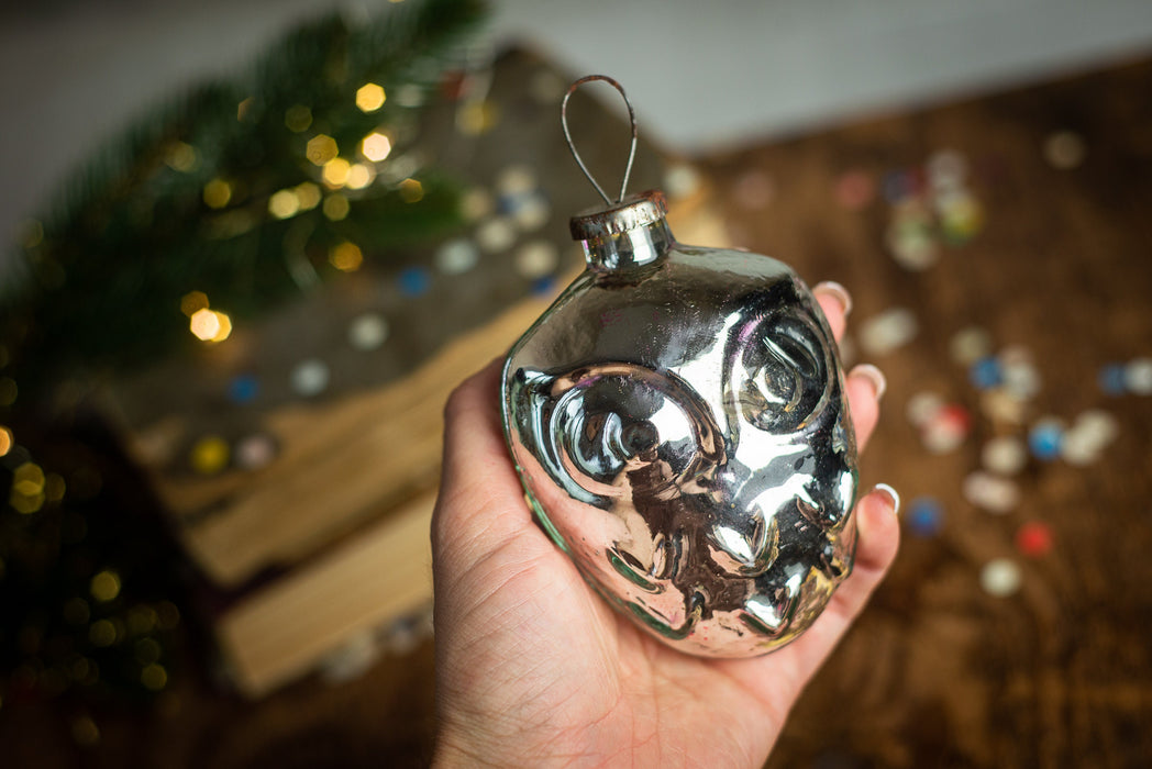 Vintage Owl Glass Ornament, Large Christmas Bird