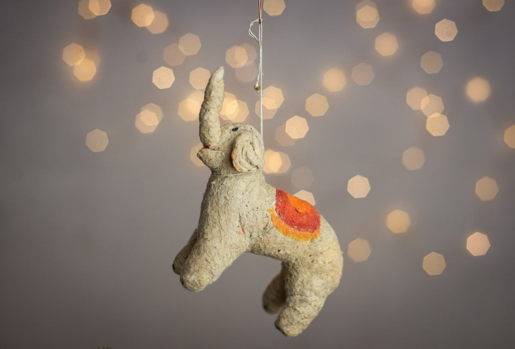 Antique Spun Cotton Elephant Ornament, Primitive