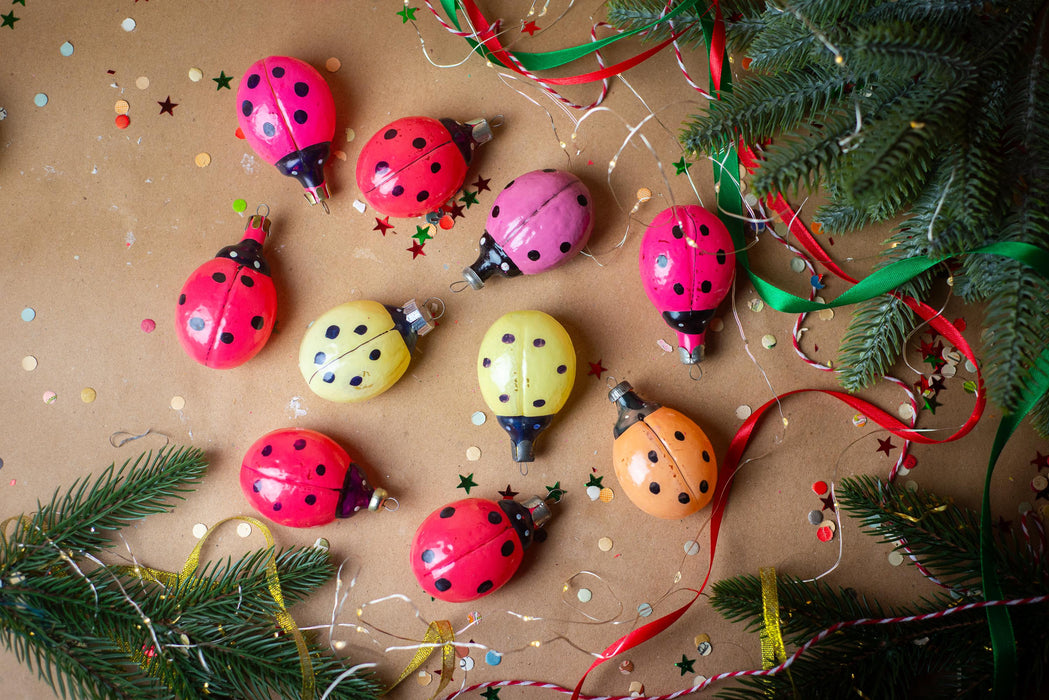 Ladybug Christmas Ornament, Vintage Glass Christmas Tree