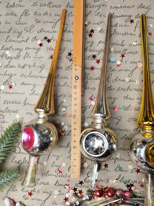 Vintage Gold or Silver Glass Reflector Tree Topper – 1960s