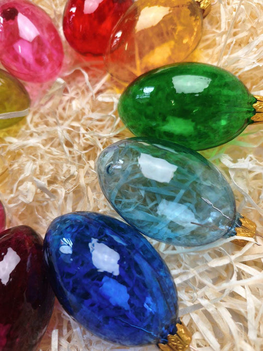 Glass Easter Egg Ornaments Set, Hanging Easter Tree Decor, Spring Glass Eggs