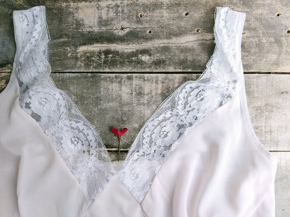 Vintage Slip Dress – Soft Pink Nightgown With Delicate Lace Lingerie Trim