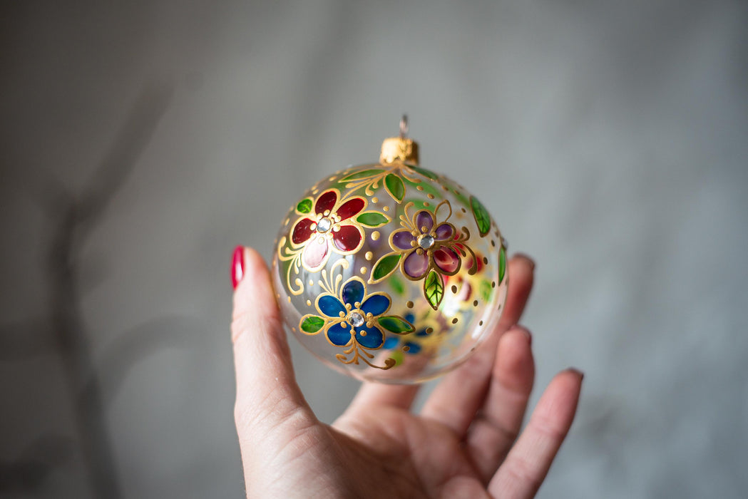 Clear Glass Baubles – Hand Painted Floral Easter Tree Ornaments | Spring Home Decor