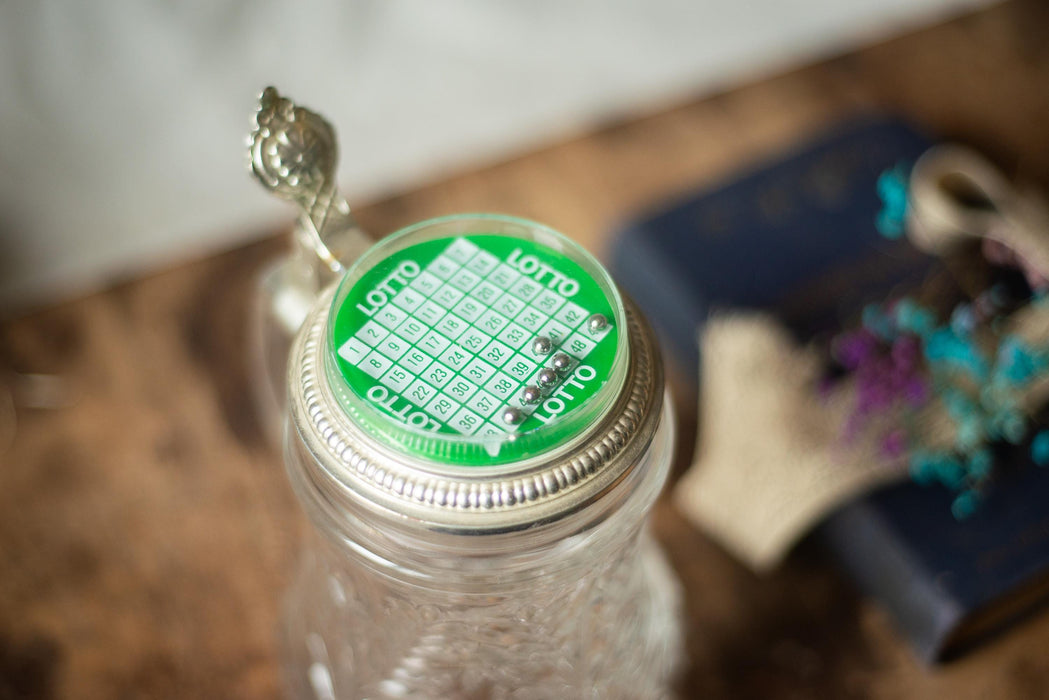 Vintage Glass Beer Mug with Game Lid, German Stein Tankard Barware