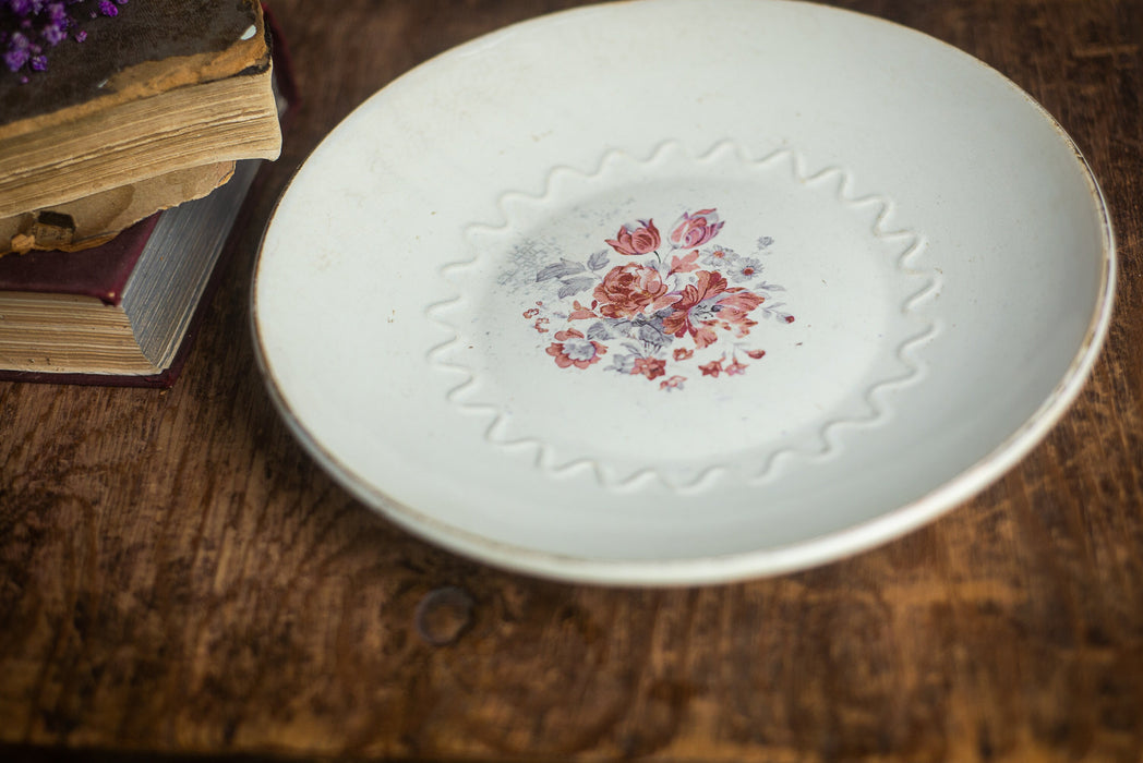 Vintage Ceramic Plate - Large Porcelain Serving Plate With Floral Design