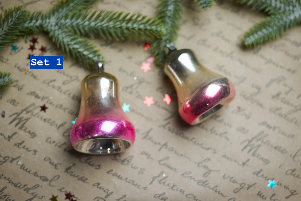 Rainbow Vintage Glass Christmas Ornaments – 1970s Boho Xmas Set (3–12 pcs)