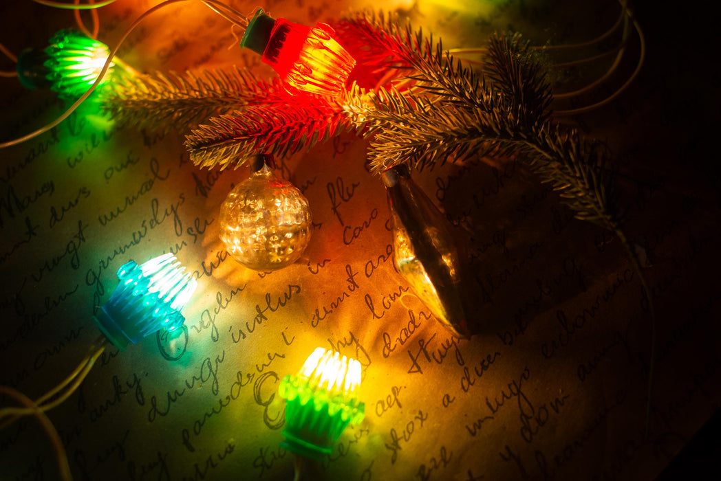 Vintage Ribbed Christmas Lights, Retro Christmas Tree Garland, Working Christmas String Lights