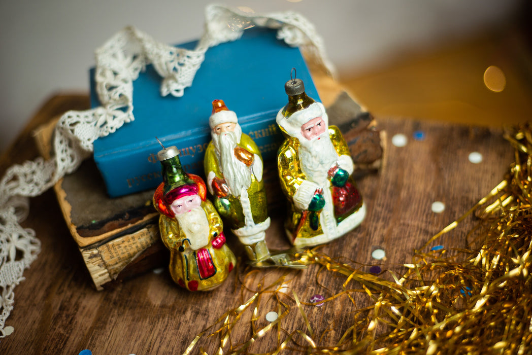Santa Claus vintage Christmas glass ornaments