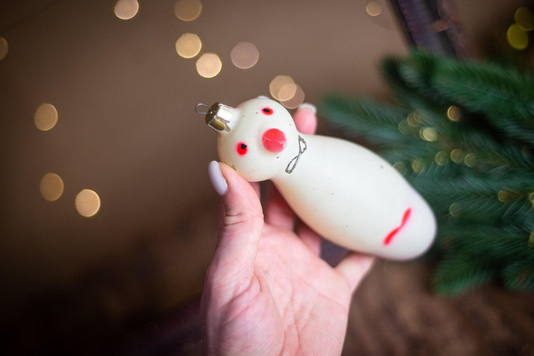 Vintage Penguin Glass Christmas Ornament, Frosted 1950s