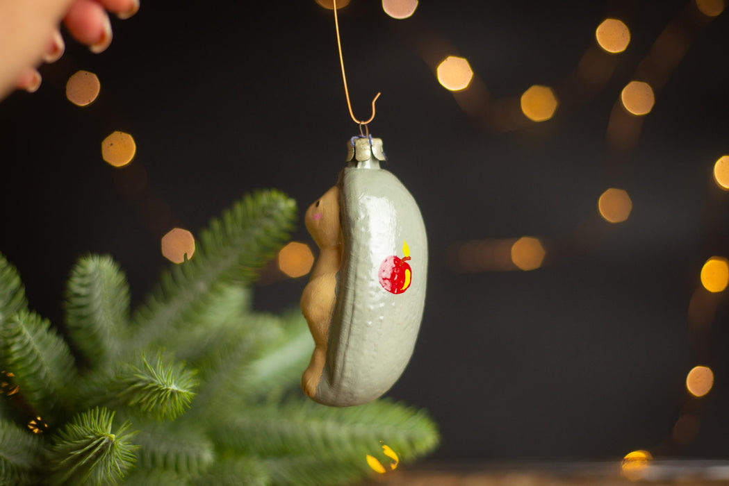 Vintage Restored Hedgehog Ornament, Woodland Glass Xmas