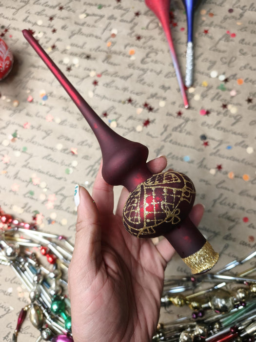 Hand-Painted Glass Christmas Tree Topper – Colorful Finial