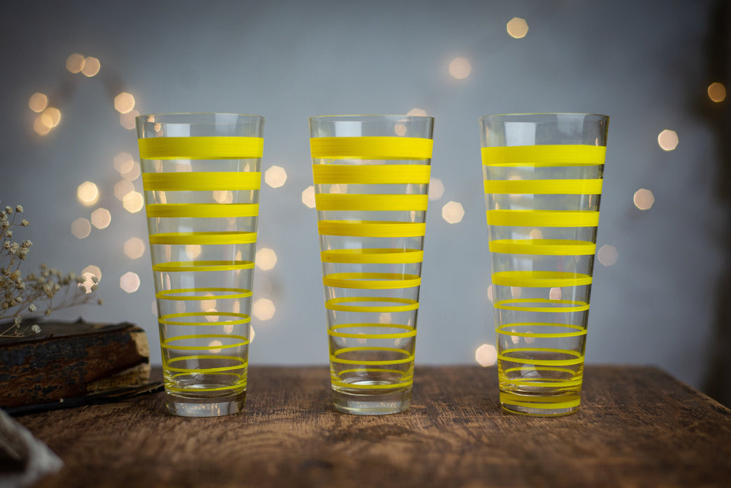 1980s Striped Drinking Glass – Yellow or Black