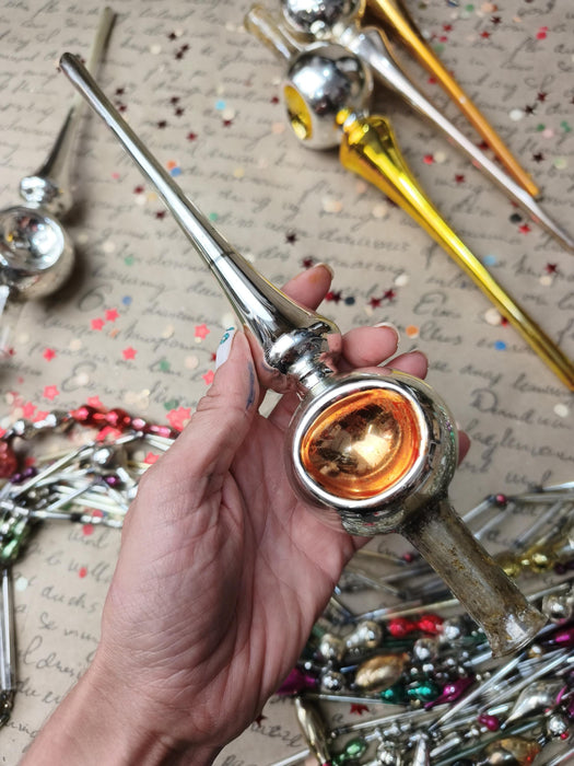 Vintage Gold or Silver Glass Reflector Tree Topper – 1960s