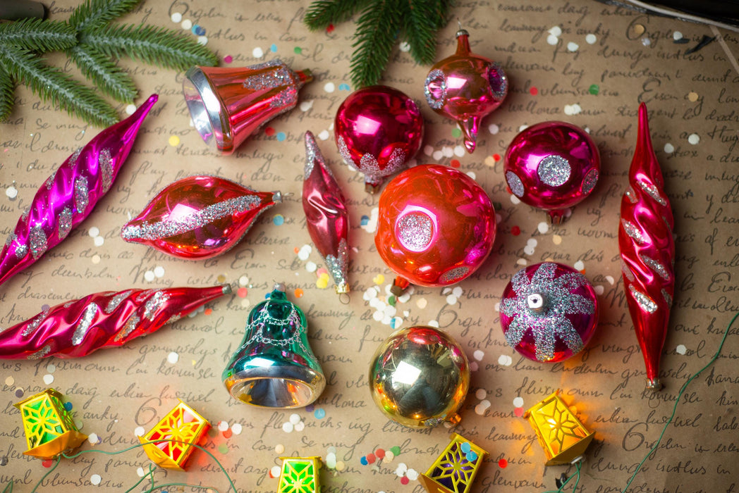 1950s Mixed Glass Ornaments – Set of 13