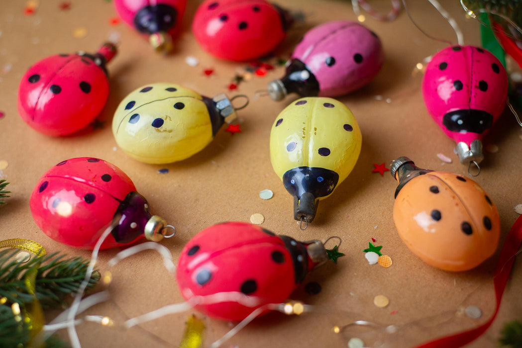 Ladybug Christmas Ornament, Vintage Glass Christmas Tree