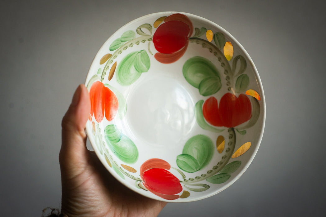 Vintage Porcelain Breakfast Set with Hand Painted Flowers, Rustic Tea Serving Trio