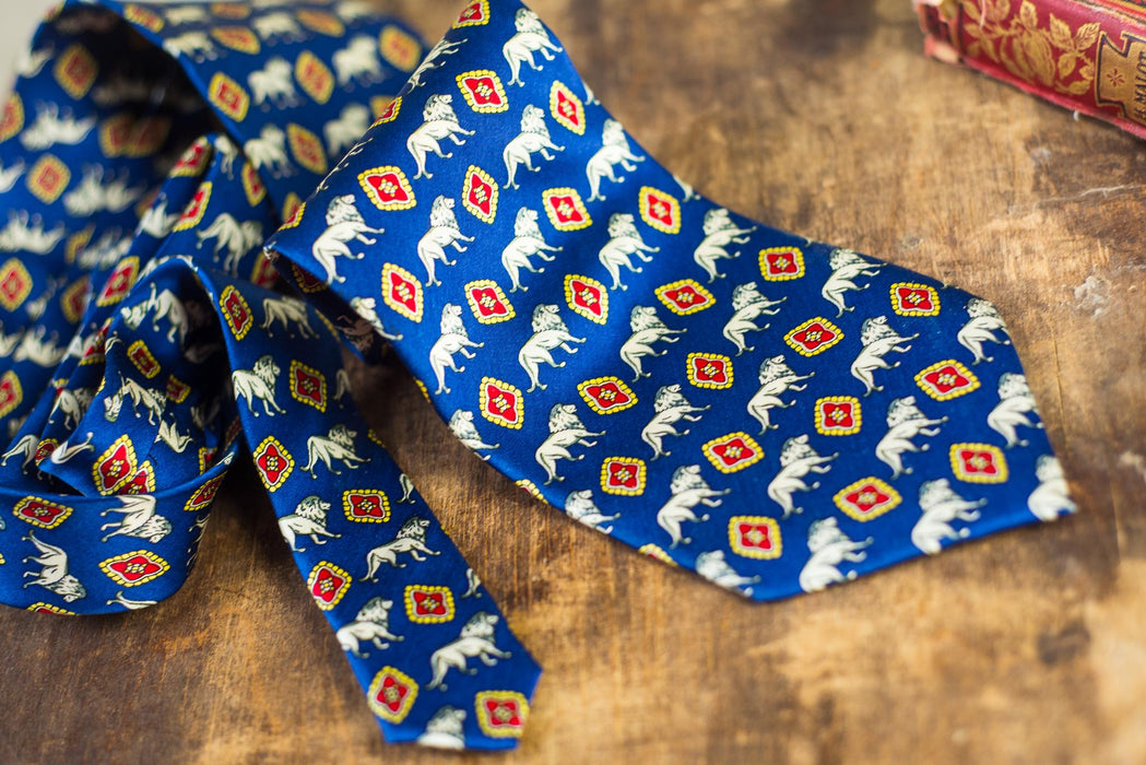 Vintage Silk Necktie, Designer Animal Print Tie, Italian Fashion Accessory, 100% Silk