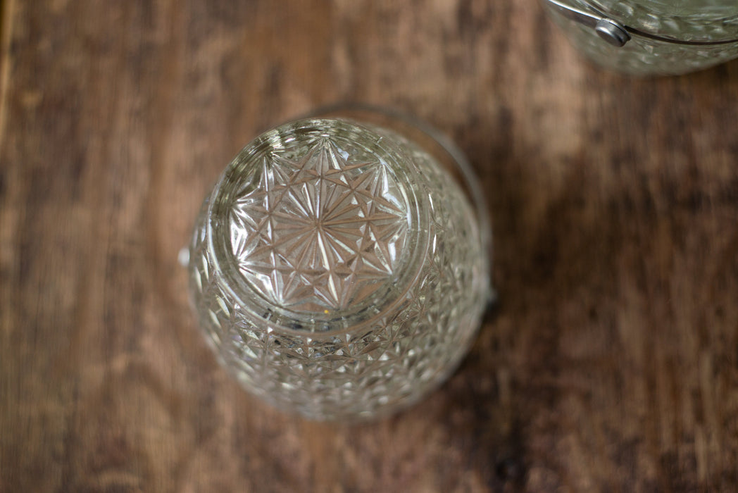 Vintage Crystal Candy Dish in Bucket Shape, 1960s Cut Glass Ice Bowl