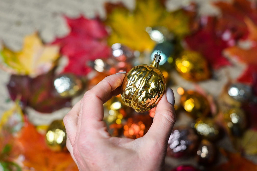 Vintage Glass Xmas Walnut Ornaments – Retro Christmas