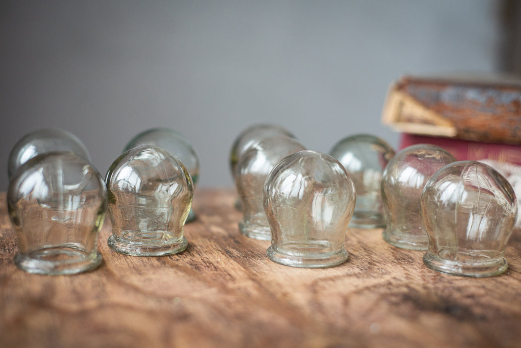 Vintage Cupping Jars, Clear Glass Set of 3 Medical Collectible