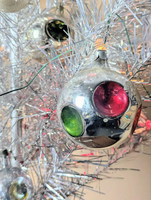 Vintage Glass Christmas Ornaments, 1950s Baubles and Icicles Set