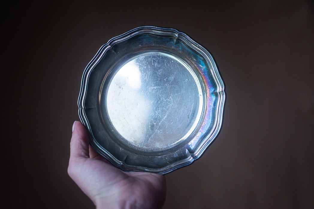 Vintage Silver-Plated Dish – Elegant Trinket Plate & Jewelry Storage Organizer