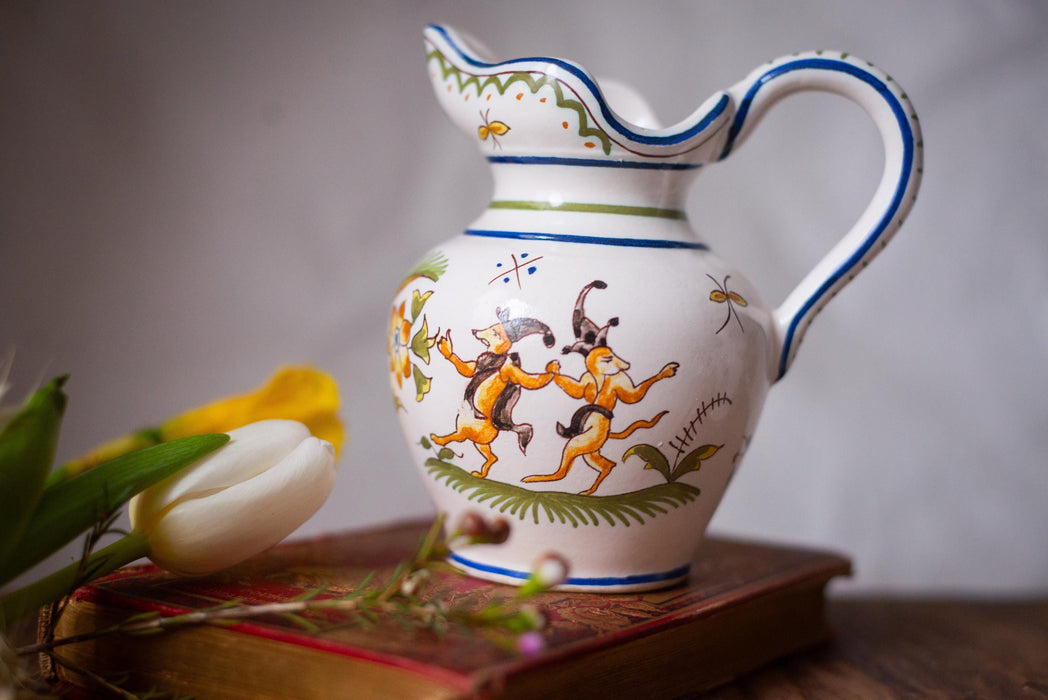 Italian Deruta Mini Pitcher – Hand Painted Mythical Motif
