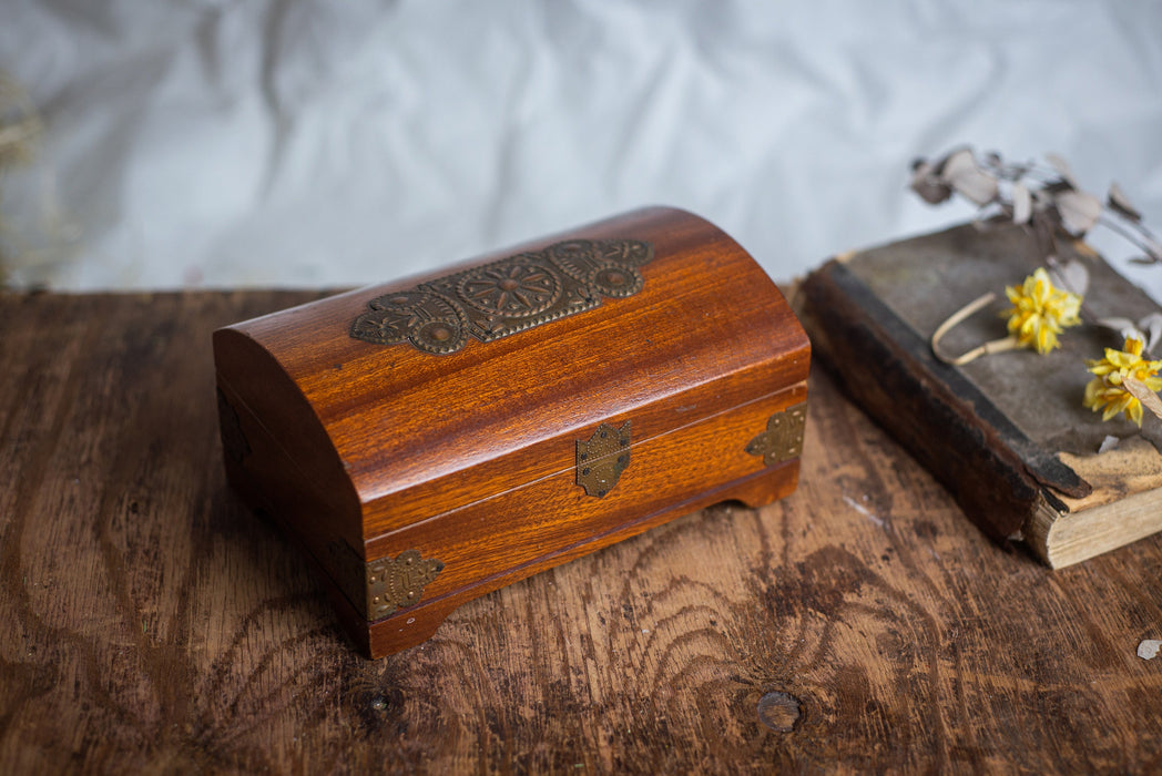 Vintage Wooden Jewelry Box, 1970s Ukrainian Mosaic Box