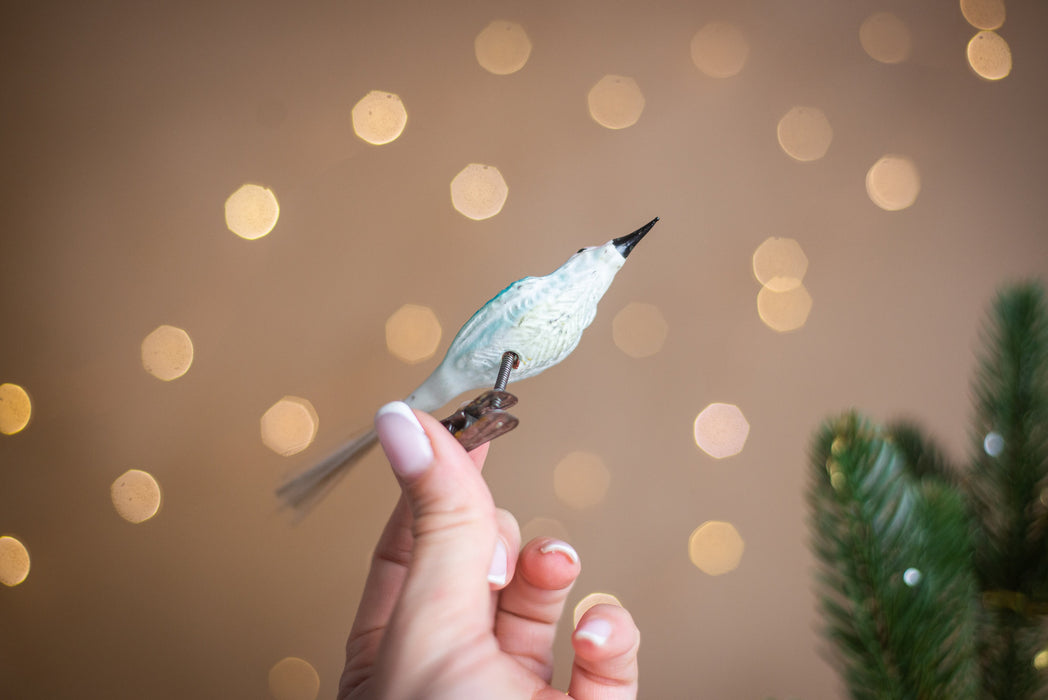 Vintage Glass Bird Clip On Christmas Ornament